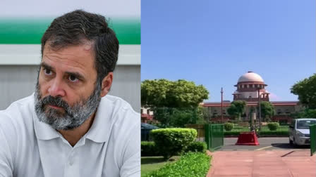 modi surname case  modi surname case in supreme court  rahul gandhi plea to be heard by sc  ಮೋದಿ ಉಪನಾಮ ಪ್ರಕರಣ  ಶಿಕ್ಷೆಗೆ ಸುಪ್ರೀಂ ತಡೆ  ರಾಹುಲ್ ಗಾಂಧಿಗೆ ಬಿಗ್ ರಿಲೀಫ್  ಮಾನನಷ್ಟ ಪ್ರಕರಣದಲ್ಲಿ ಕಾಂಗ್ರೆಸ್​ ನಾಯಕ ರಾಹುಲ್ ಗಾಂಧಿ  ಜೈಲು ಶಿಕ್ಷೆಗೆ ಸುಪ್ರೀಂ ಕೋರ್ಟ್ ತಡೆ  ಕಾಂಗ್ರೆಸ್ ನಾಯಕ ರಾಹುಲ್ ಗಾಂಧಿ  ರಾಹುಲ್ ಗಾಂಧಿಗೆ ಸುಪ್ರೀಂ ಕೋರ್ಟ್‌ನಲ್ಲಿ ರಿಲೀಫ್