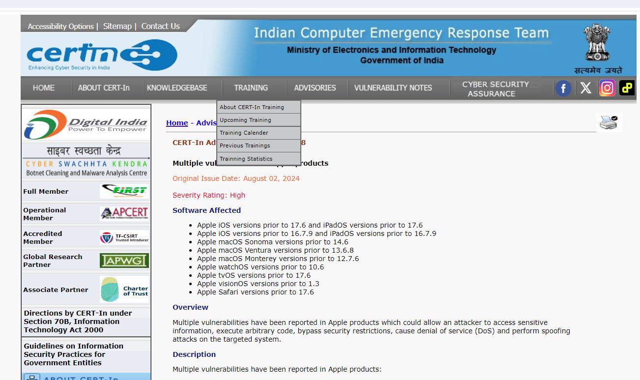 CERT-In ने जारी की चेतावनी