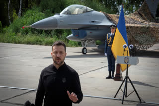 Ukraine's Zelenskyy Displays Newly Arrived F-16 Fighter Jets to Combat Russia in the Air