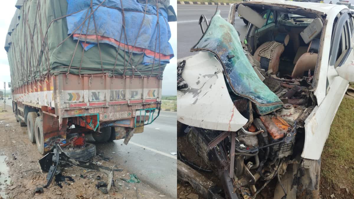 Four killed three critical in road accident  three critical in road accident in Chitradurga  chitradurga accident  ಚಿತ್ರದುರ್ಗದಲ್ಲಿ ಬೆಳ್ಳಂಬೆಳಗ್ಗೆ ಭೀಕರ ರಸ್ತೆ ಅಪಘಾತ  ಬಾಲಕ ಸೇರಿ ನಾಲ್ವರು ಸಾವು  ಚಿತ್ರದುರ್ಗದಲ್ಲಿ ಭೀಕರ ರಸ್ತೆ ಅಪಘಾತ  ನಾಲ್ವರು ಸ್ಥಳದಲ್ಲೇ ಮೃತ  ಮೂವರು ಗಂಭೀರವಾಗಿ ಗಾಯ  ಬೆಳ್ಳಂಬೆಳಗ್ಗೆ ದುರಂತ ಘಟನೆ  ಬೆಳಗ್ಗೆ ಸಂಭವಿಸಿದ ರಸ್ತೆ ಅಪಘಾತ  ಹೊಸಪೇಟೆ ಕಡೆಯಿಂದ ತುಮಕೂರಿಗೆ ತೆರಳುತ್ತಿದ್ದ