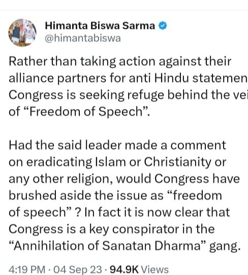 Udayanidhi Stalins Sanatana Dharma Remark