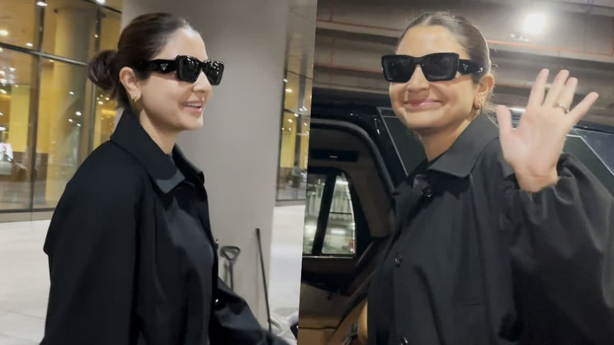 Anushka Sharma in all black at Mumbai airport