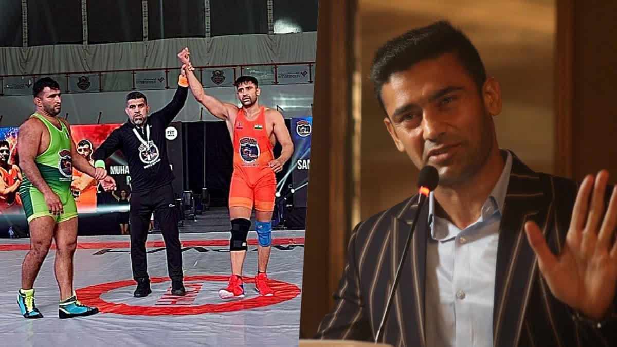 Sangram Singh is set to become the first Indian male wrestler to enter mixed martial arts (MMA). He will fight against Pakistani fighter Ali Raza Nasir at the Gama International Fighting Championship on September 21, 2024, in Tbilisi, Georgia. Singh shared his excitement about this new journey in an exclusive interview with ETV Bharat's Surabhi Gupta. Singh hopes to inspire young athletes in India by showcasing that it’s never too late to pursue a new challenge.