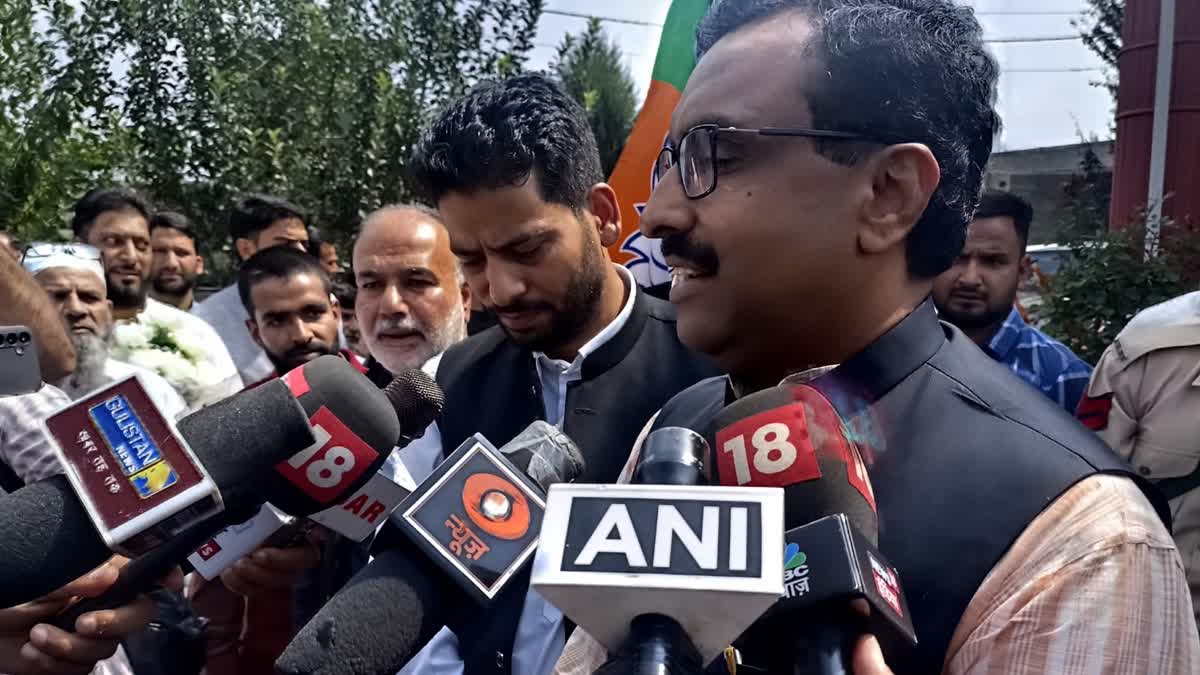 BJP Leader Ram Madhav speaking to reporters in Srinagar on Wednesday Sept 4, 2024