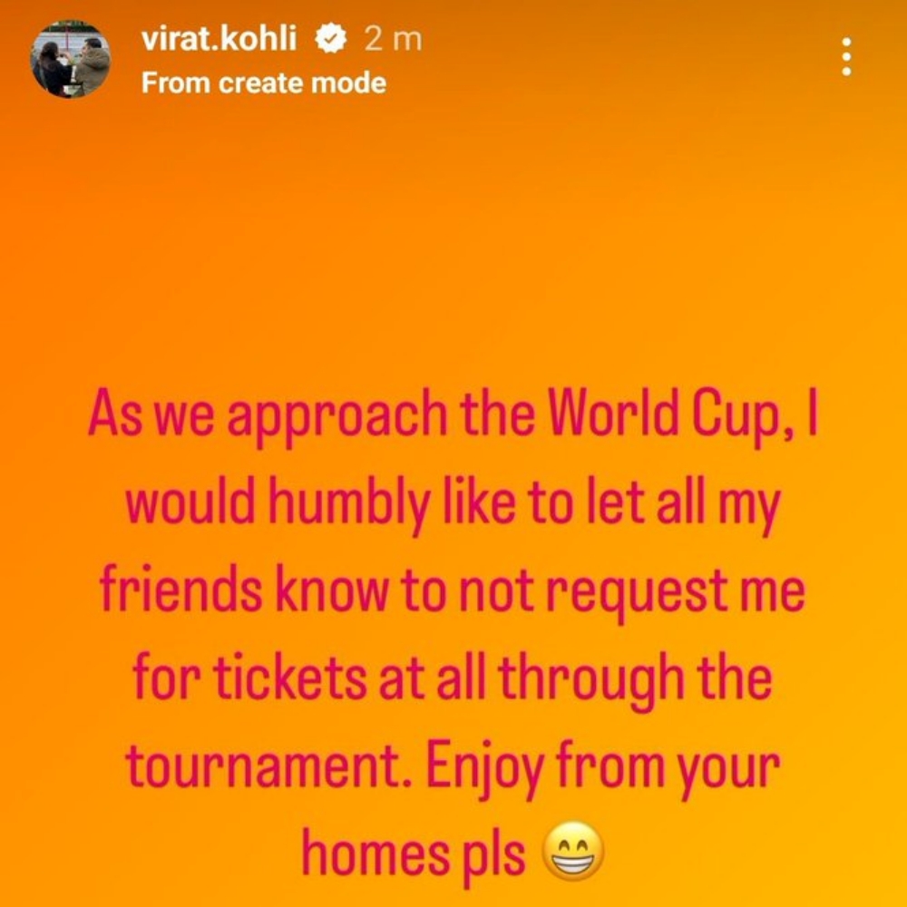 Indian star batter and former Indian captain Virat Kohli made a humble request to his fans and friends ahead of the much anticipated ICC Cricket World Cup 2023.