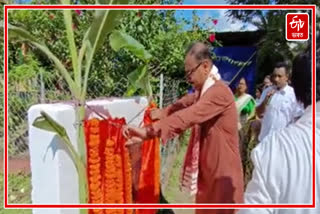 Foundation stone of sub-health centre at Barhampur