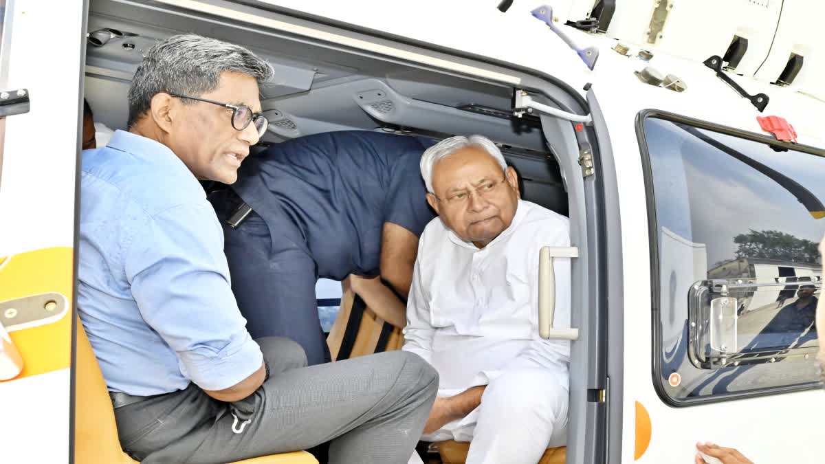 Nitish on aerial survey of flood