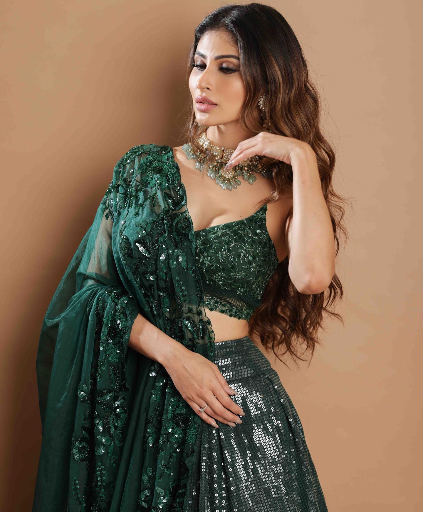 Celebrity inspired dresses for Colour green for day 3 of Navaratri