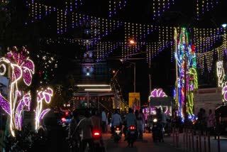 Chamarajanagar lit up with Dasara lightings