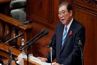 Japanese Prime Minister Shigeru Ishiba delivers his first policy speech during a Diet session at the Lower House of the Parliament Friday, Oct. 4, 2024, in Tokyo.