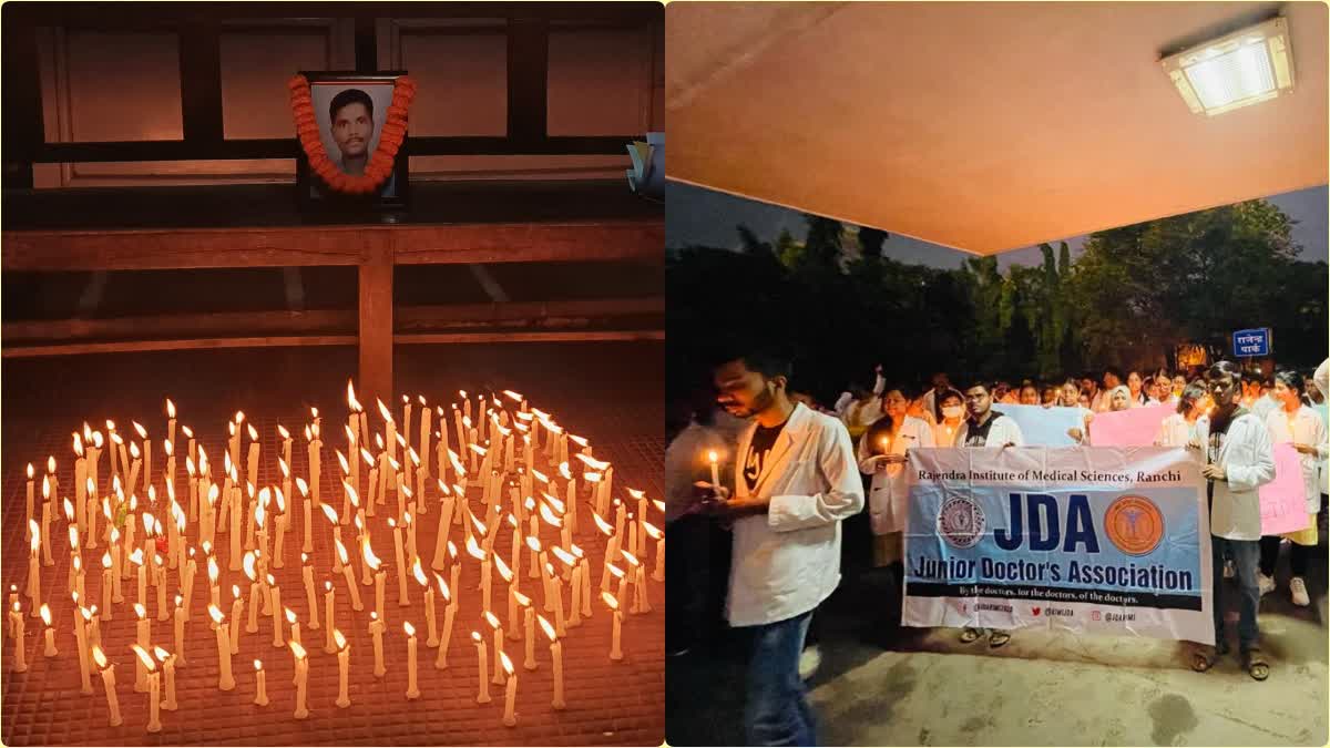 Students candle march to pay tribute to Dr Madhan M died at RIMS Hostel in Ranchi