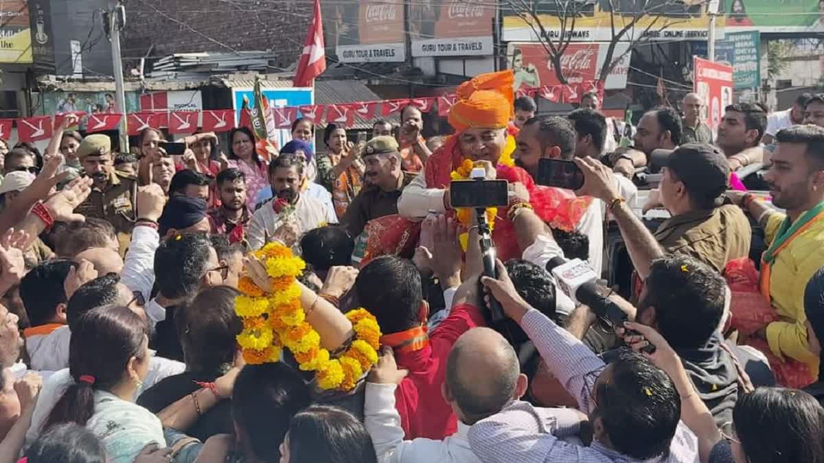 BJP’s New J&K Chief Sat Sharma Gets Grand Welcome In Jammu