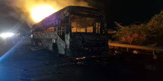 sleeper bus fire in UP