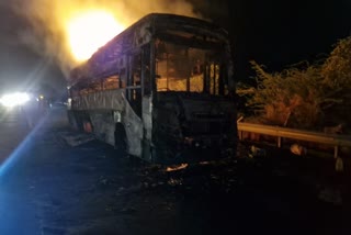 Moving Sleeper Bus Catches Fire On Yamuna Expressway In Uttar Pradesh