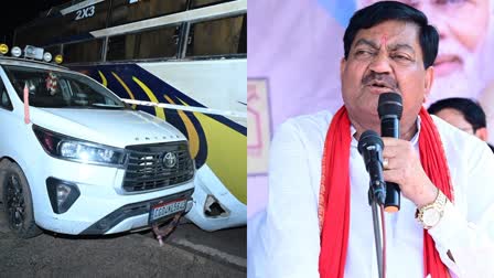 Chhattisgarh Minister Dayal Das Baghel's Convoy Vehicle Rammed By Speeding Bus near Family Dhaba located under Simga police station limits of Baloda Bazar when the Baghel was on a tour of the area with his convoy.