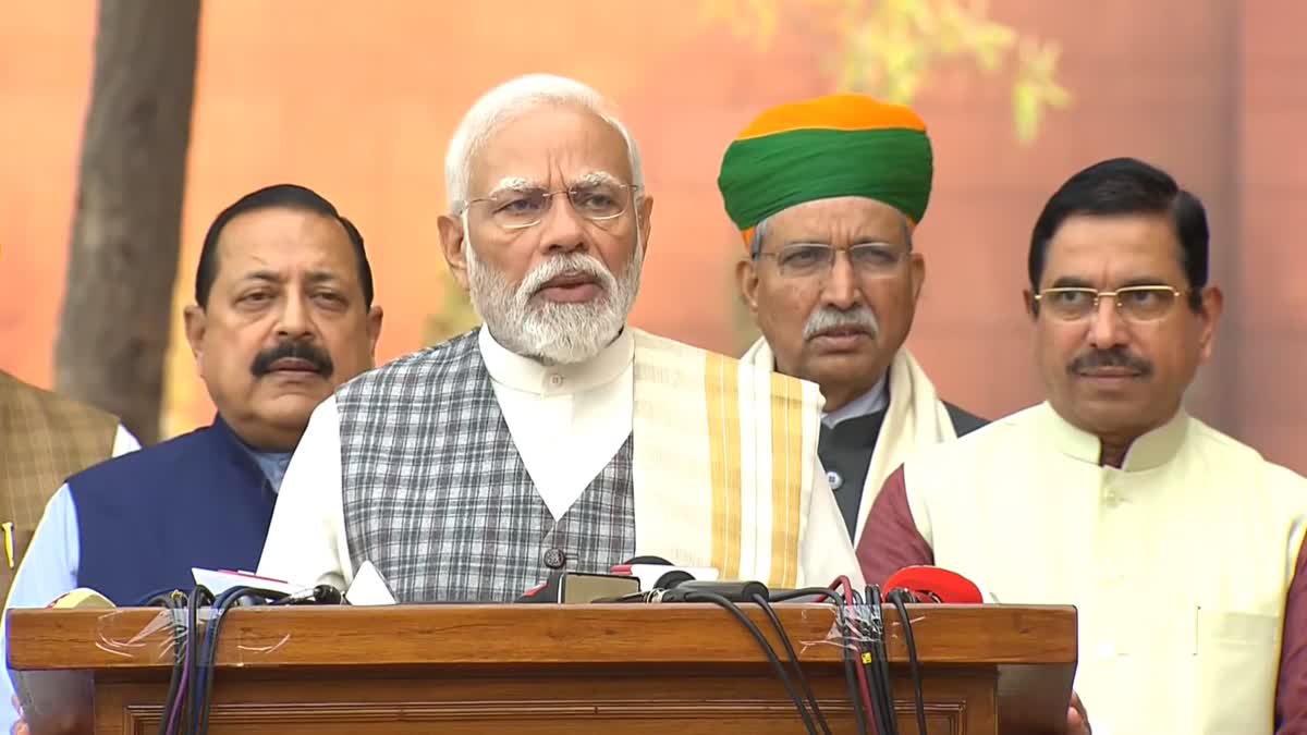 Prime Minister Narendra Modi addressing to the nation ahead of the Winter Session of the Parliament, on Monday.