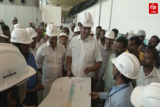 industries minister trb rajaa inspected the trichy airport work