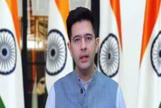 Member Raghav Chadha returned to Parliament House after completing his suspension