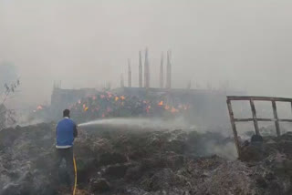 A fire broke out in the stubble stock in Jabowal village of Sultanpur Lodhi