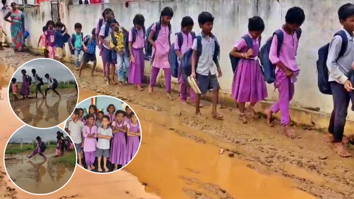 School Students Appeal To Minister Anam And Collector To Build Road