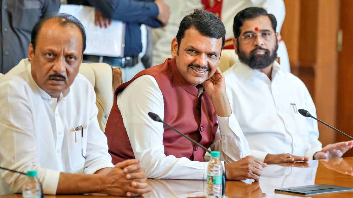 Devendra Fadnavis with Ajit Pawar and Eknath Shinde