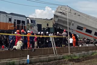 Trains collide In Indonesia