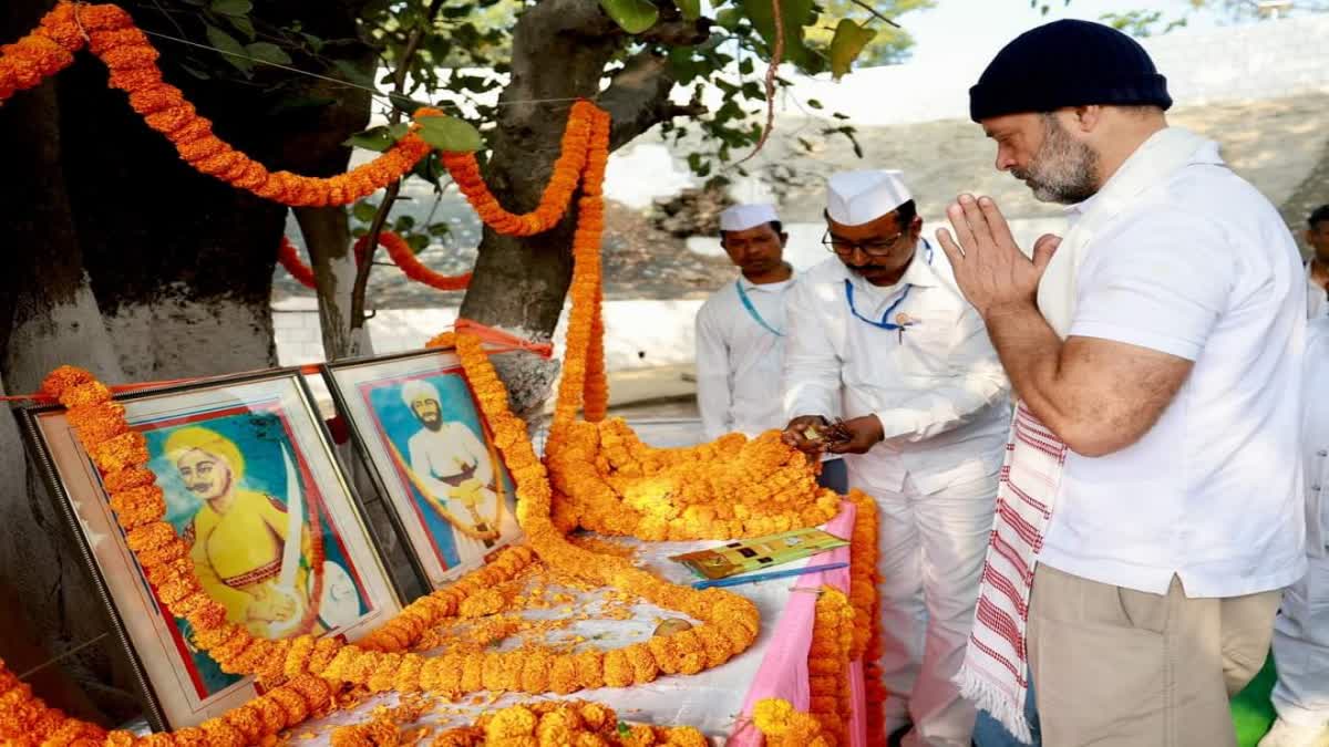 Rahul Gandhi paid tribute to martyr Sheikh Bhikhari and Tikait Umrao Singh in Chutupalu valley in Ramgarh