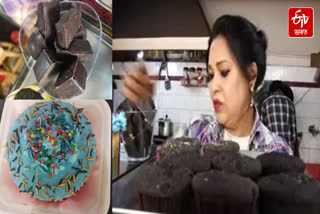 A woman has become self-sufficient by making food items with black rice