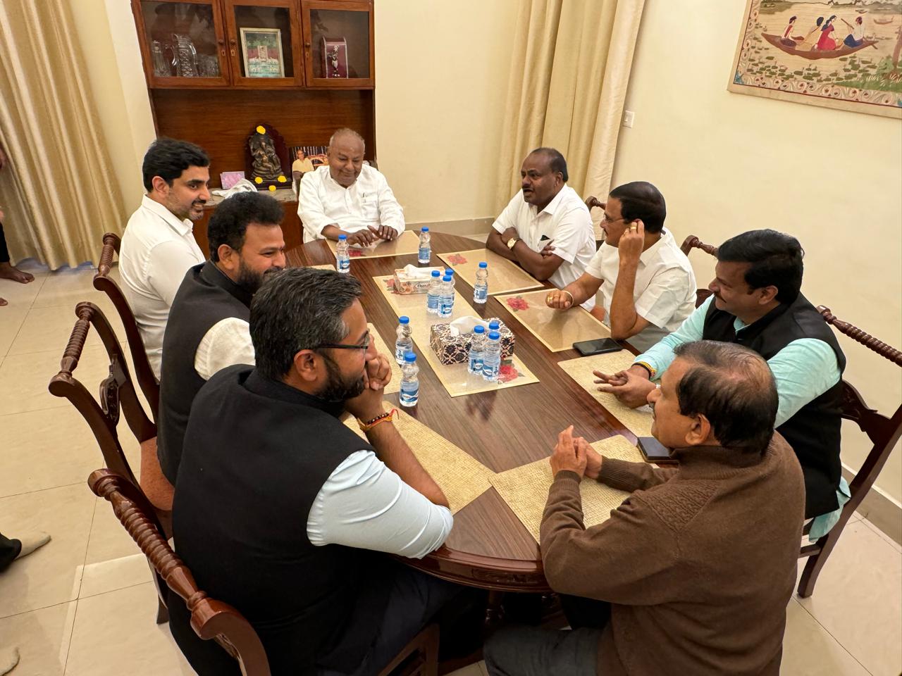 Andhra Pradesh IT Minister Nara Lokesh meets Union Minister H.D. Kumaraswamy