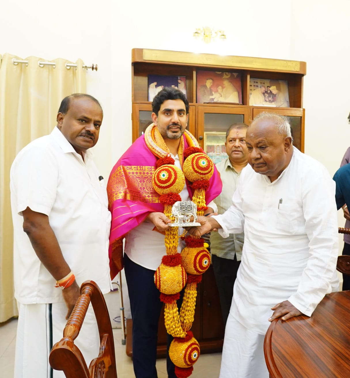 Andhra Pradesh IT Minister Nara Lokesh meets Union Minister H.D. Kumaraswamy