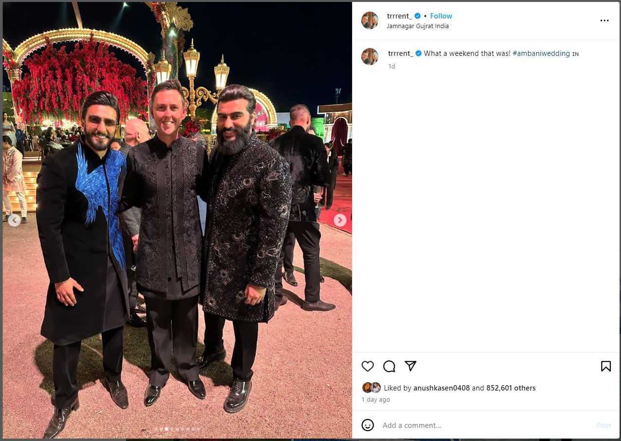 Trent Boult with Ranveer and Arjun