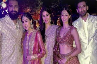 Sara Ali Khan Poses with Vicky-Katrina, Ananya and Aditya Roy Kapur at Anant's Pre-Wedding Bash