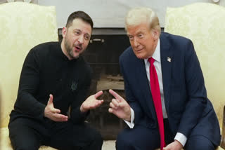 President Donald Trump meets with Ukrainian President Volodymyr Zelenskyy.