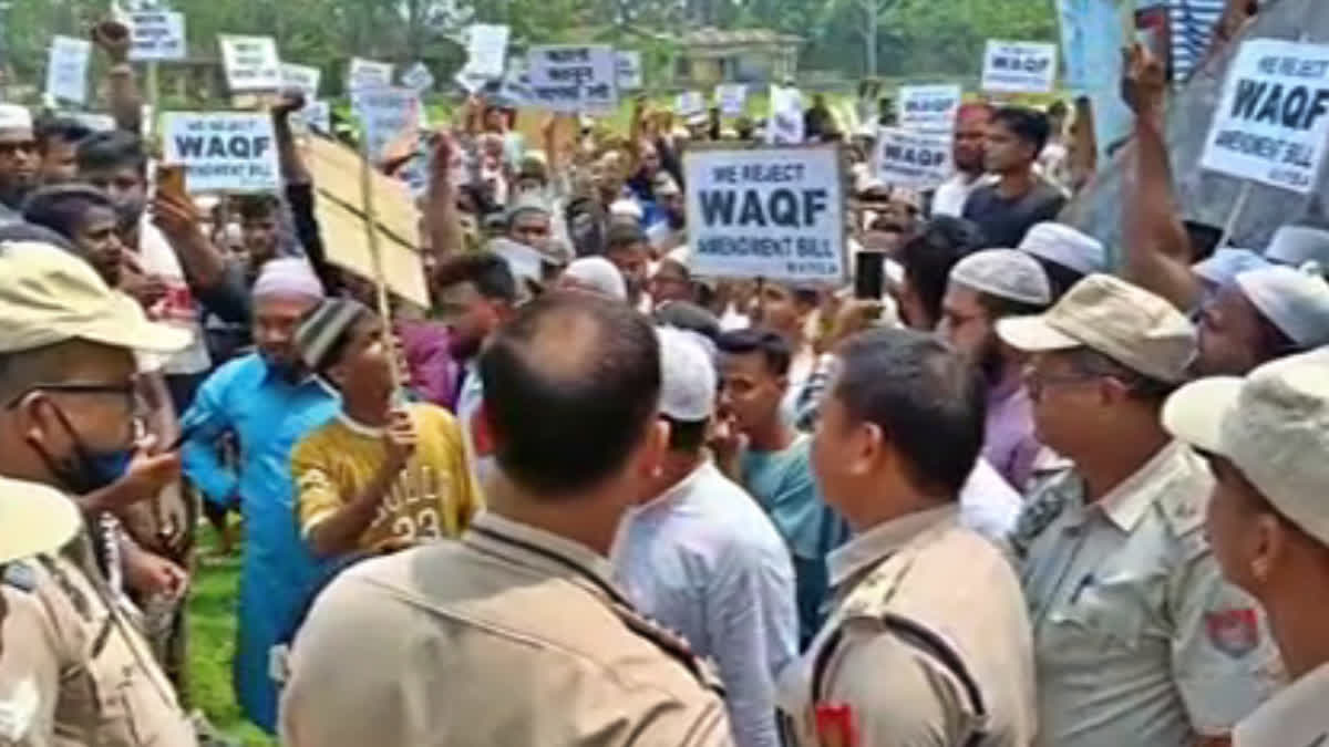 Protests against Wakf Amendment Bill in Cachar