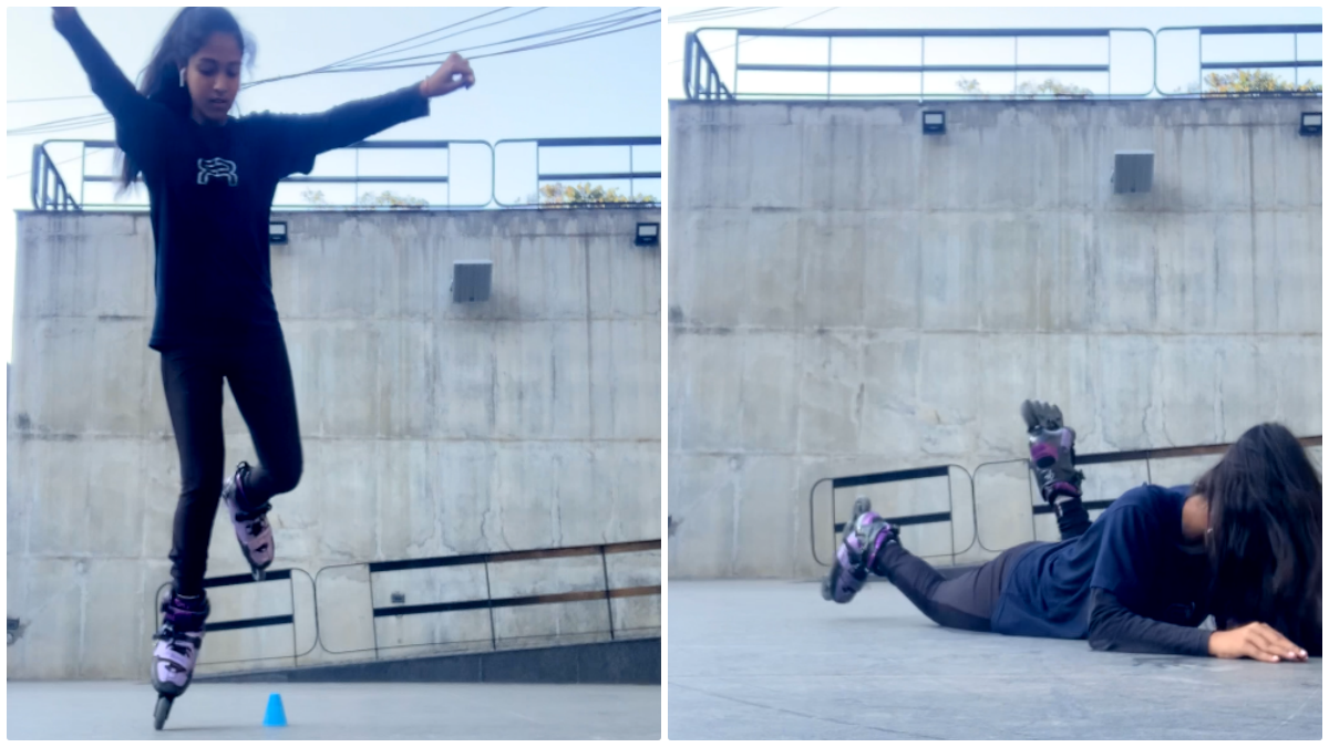 Chandigarh skating girl Janvi Jindal learned skating by watching YouTube does Bhangra wearing skates now in Guinness World Records