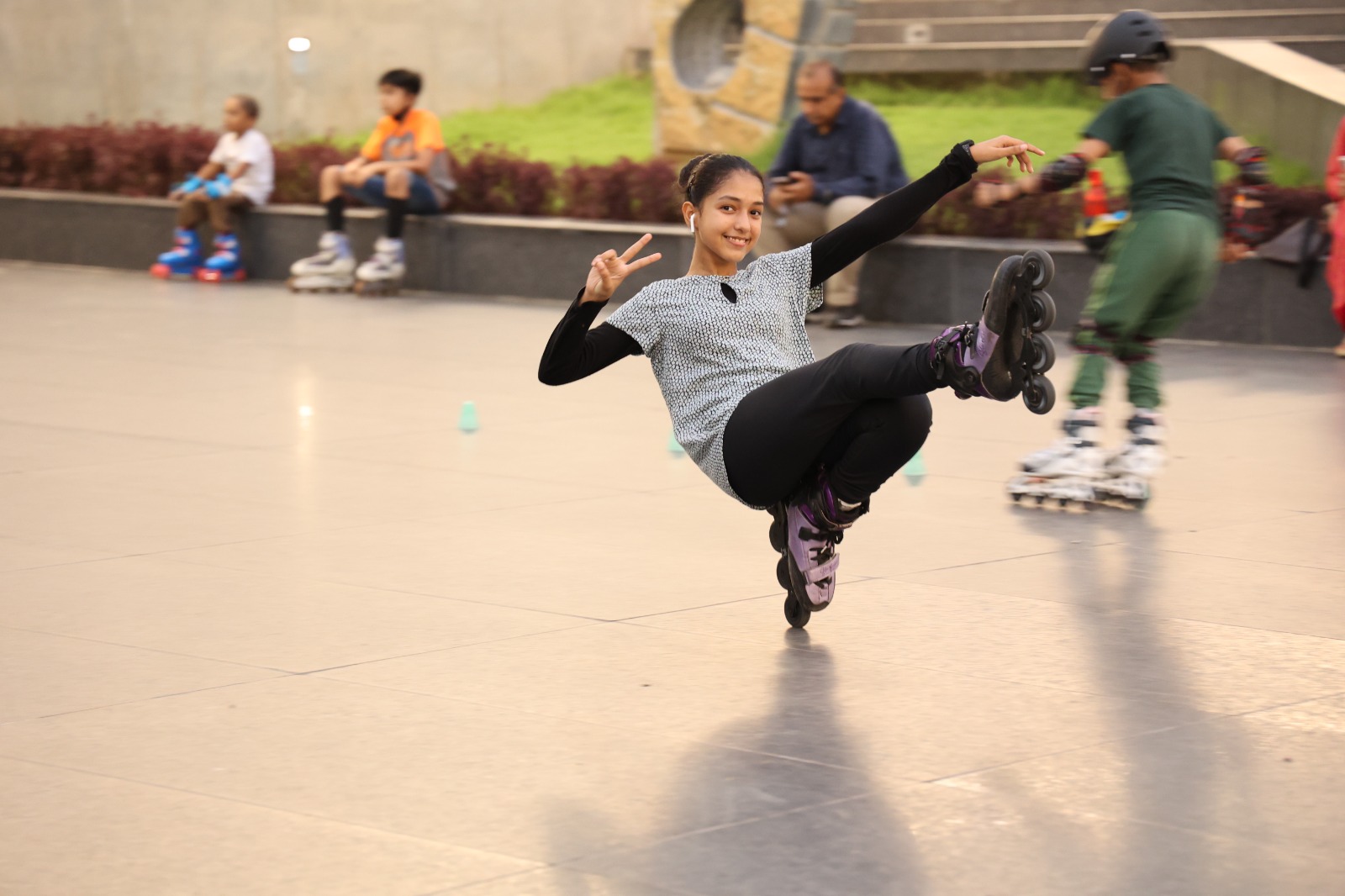 Chandigarh skating girl Janvi Jindal learned skating by watching YouTube does Bhangra wearing skates now in Guinness World Records