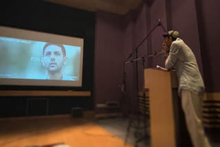 Kartik Aaryan shares a glimpse from the trailer dubbing session of his upcoming film Chandu Champion