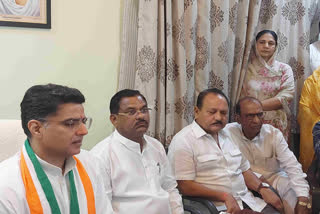 Sachin Pilot talking to media in Udaipur