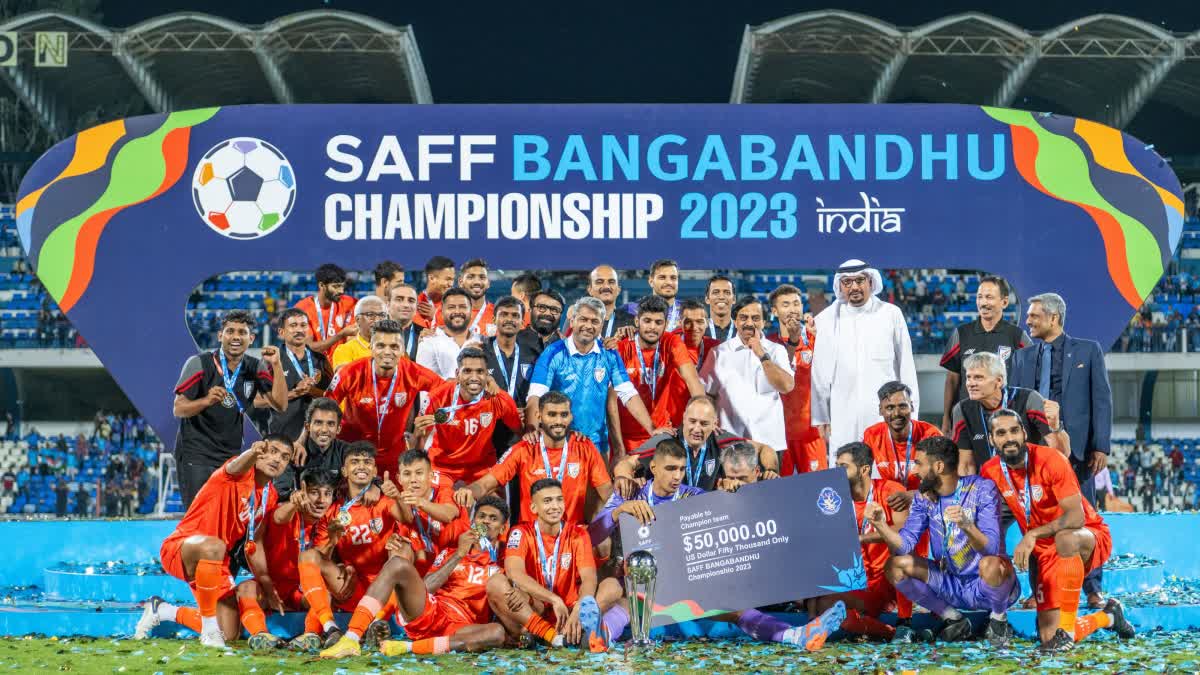 സാഫ് കപ്പ്  Saff Cup  സുനിൽ ഛേത്രി  ഗുർപ്രീത് സിങ് സന്ധു  Indian Football  ഇന്ത്യൻ ഫുട്‌ബോൾ  SAFFChampionship2023  SAFF CUP 2023  Gurpreet Singh Sandhu Indian football player  KUWIND  India beat Kuwait on penalty  India beat Kuwait on penalty  India win SAFF Championship title  സാഫ് കപ്പിൽ മുത്തമിട്ട് ഇന്ത്യ  ഗുർപ്രീത്