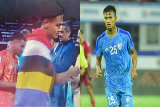 Jeakson Singh defends wearing Meiti flag  Jeakson Singh  Meiti flag  SAFF CUP 2023  manipur violence  സാഫ് കപ്പ്  സാഫ് കപ്പ് 2023  ജീക്‌സണ്‍ സിങ്  മെയ്‌തി പതാക പുതച്ച് ജീക്‌സണ്‍ സിങ്  മണിപ്പൂര്‍ സംഘര്‍ഷം  മെയ്‌തി പതാക