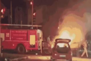 cctv-footage-viral-of-running-car-got-fire-in-chandigarh