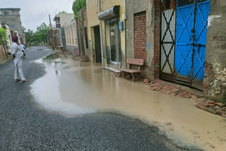 In Barnala, due to the level of the road not being right, the rainwater entered people's houses