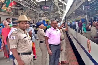 Police tight security for Vande Bharat Express.