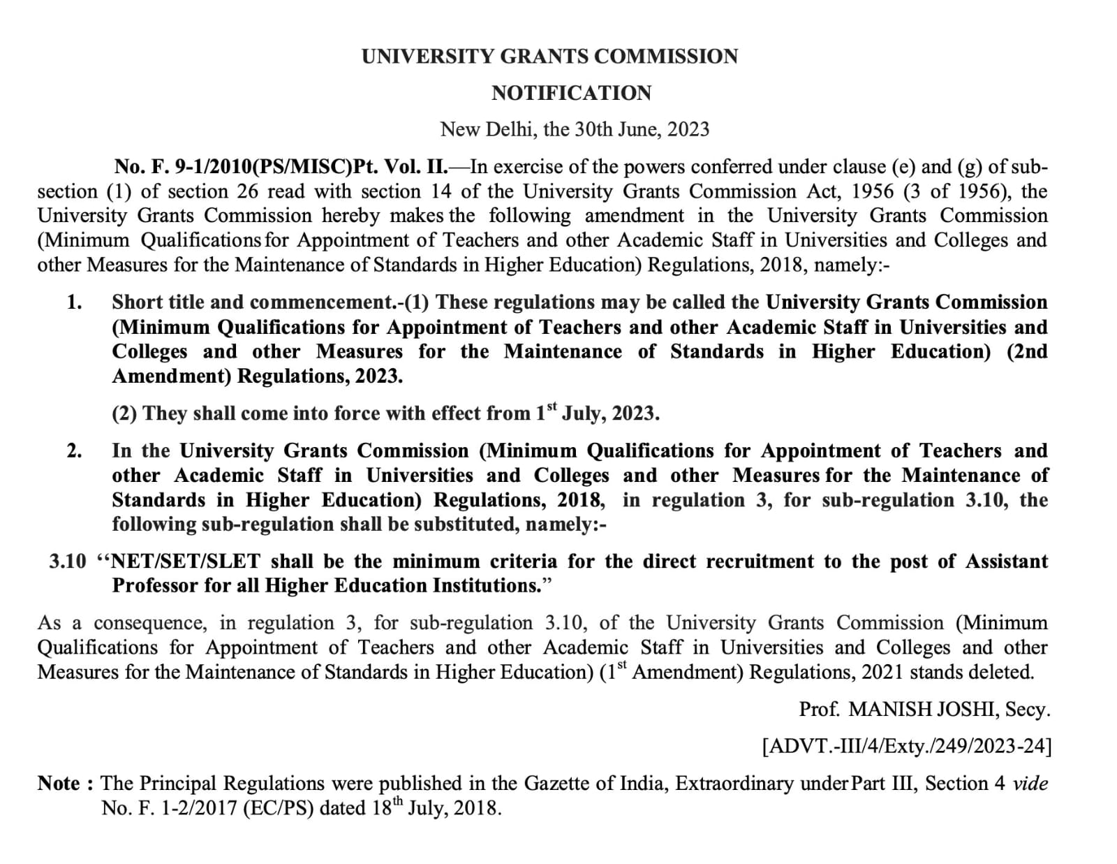 UGC Circular