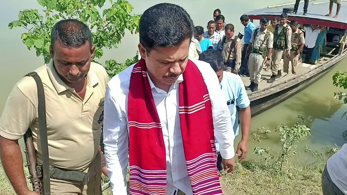 APCC Bhupen Kumar Borah visited the breaching embankment portion of Bokakhat