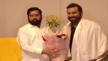 Maharashtra Chief Minister Eknath Shinde and indian captain Rohit Sharma