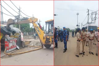 Bulldozer action on illegal construction