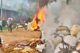 An irate mob in Odisha's Kandhamal district on Saturday set a police station on fire during a protest against the alleged involvement of policemen in the smuggling of ganja, a senior officer said.