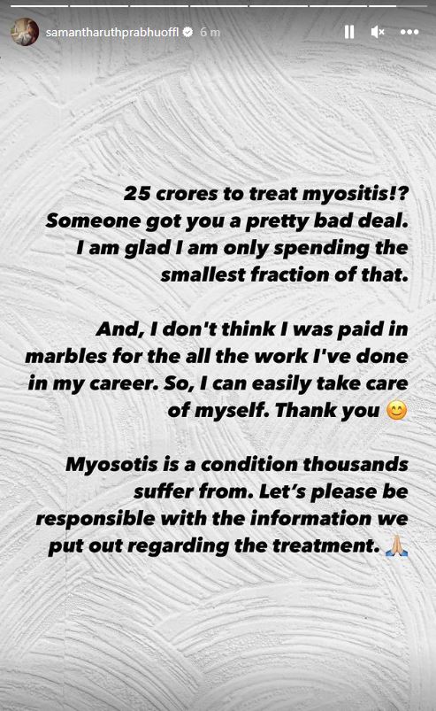 Samantha Myositis Treatment