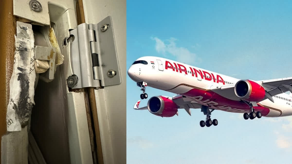 (Left) DMK MP P Wilson shared a photo of the poor state of the interiors of Air India flight. (Right) A file phot of an Air India plane